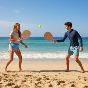 Set Paletas De Playa Rosado + Banano Silicona Celeste