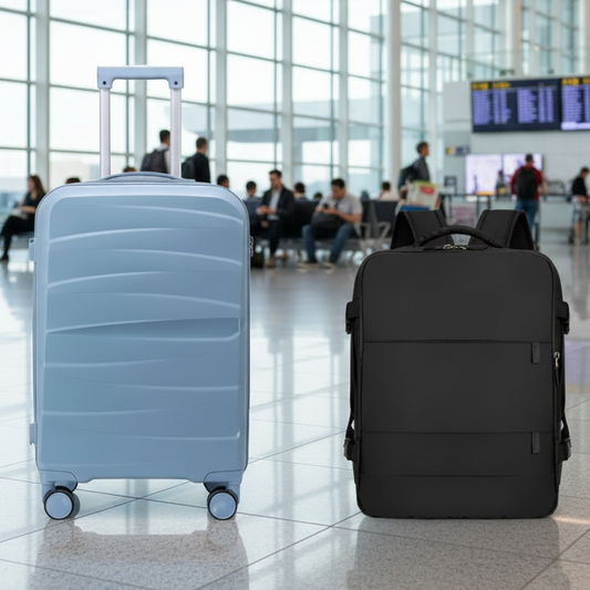 Combo Maleta (S) Light Blue y Mochila Viaje Viral Cabina 40L Black