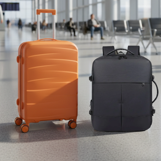Combo Mochila Viaje Viral Cabina 36L Black y Maleta de Cabina Tangerine