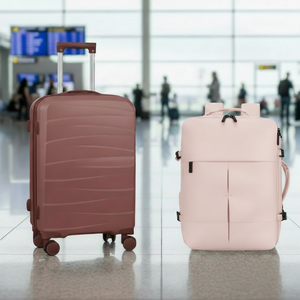 Combo Maleta (S) Rosado Oscuro y Mochila Viaje Viral Cabina 36L Pink. Pack Travel
