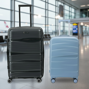 Combo 2 Maletas. Maleta Kippi (L) Rígida Wavy Negro y Maleta de Cabina (S) Light Blue