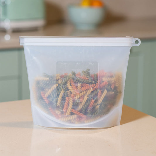 Combo 4 Bolsas de Silicona Reutilizables 1500 ml Blancas