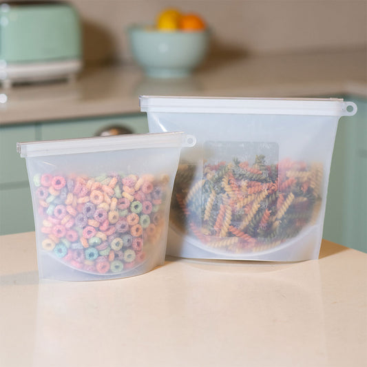 Combo 4 Bolsas de Silicona Reutilizables 1500 ml Blancas