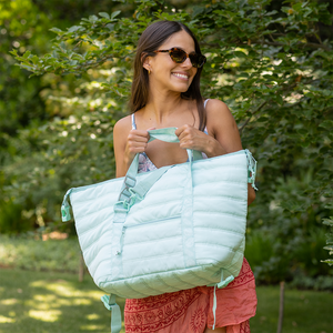 Bolso cooler acolchado celeste