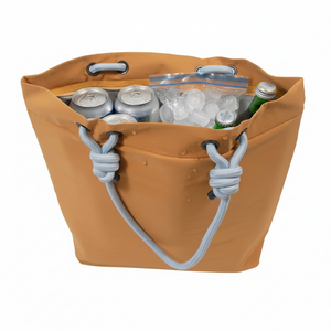 Combo Icepack 1 Kilo + Bolso Cooler Impermeable 16.5Lt Beige Con Cierre