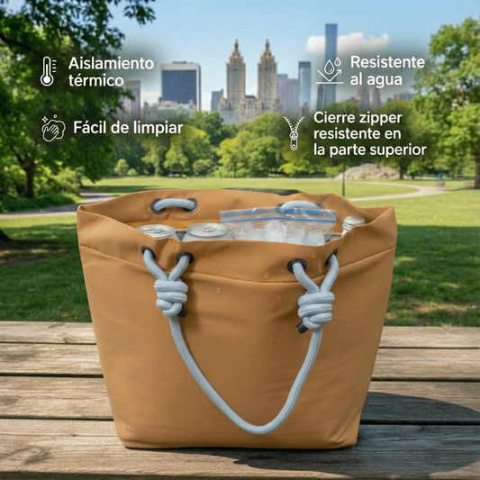 Bolso Cooler Impermeable 16.5Lt Beige Con Cierre