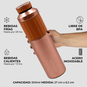 Termo Flask Doble Pared 500ml - Naranja