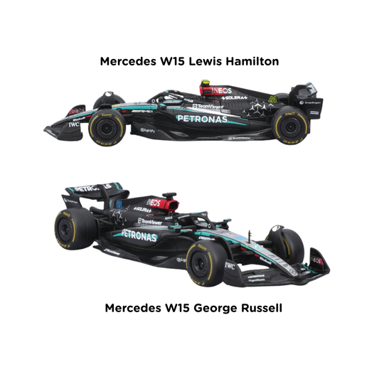 Combo 2 Autos 1:43 Mercedes W15 Hamilton + Russell