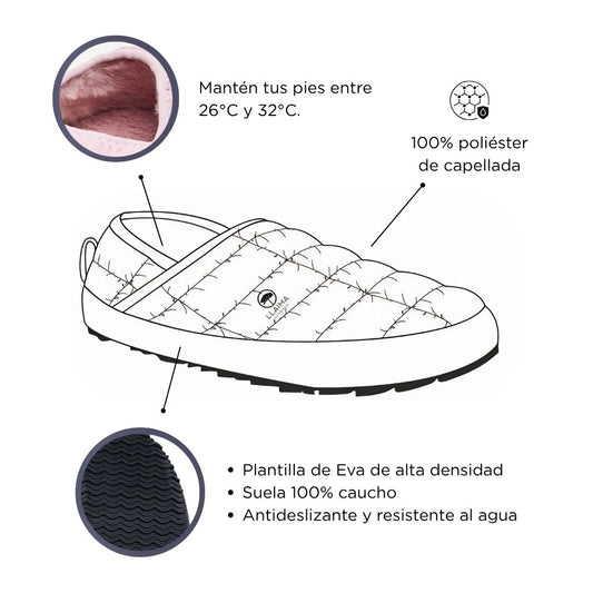 Combo 1 Pantuflas Llaima Outdoor Burdeo + 1 Libro Seis Grullas