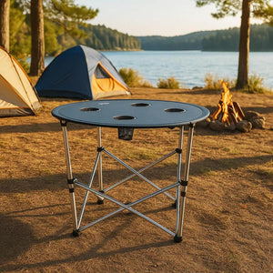 Mesa Plegable Camping Serengeti con Posavasos Gris National Geographic