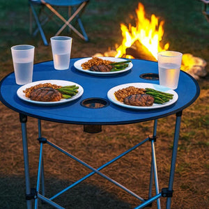 Mesa Plegable Camping Serengeti con Posavasos Azul National Geographic