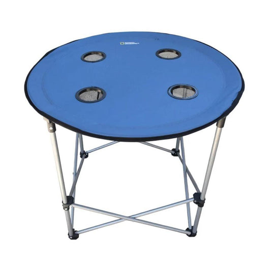 Mesa Plegable Camping Serengeti con Posavasos Azul National Geographic