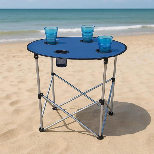 Mesa Plegable Camping Serengeti con Posavasos Azul National Geographic