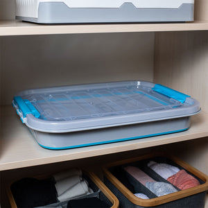 Caja Silicona Plegable Ruedas 30L Celeste