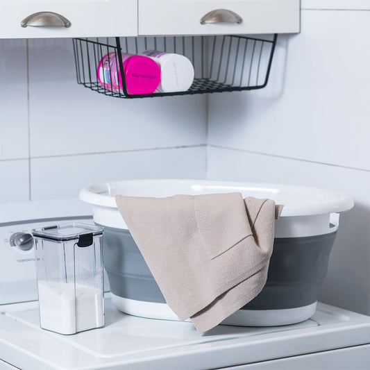 Canasto Lavanderia Plegable 24L Blanco/Gris