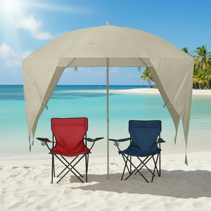 Combo Playero Full Grey-Red-Blue: Quitasol Gris + 1 Silla Roja + 1 Silla Azul Oscuro