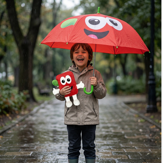 Combo Copec 1 Paraguas Niños Rojo Prontín + 1 Peluche Prontín