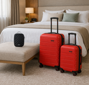 Combo Maletas Head UCR 1 Tamaño S y 1 Tamaño M Rojo + 1 Cosmetiquero Gout Negro