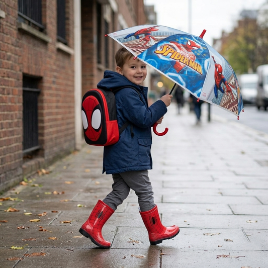 Combo SpiderMan 1 Bota De Agua + 1 Paraguas + 1 Mochila 3D