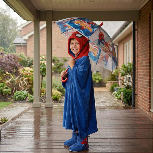 Combo SpiderMan 1 Paraguas + 1 Pantuflas + 1 Manta Capucha 3D