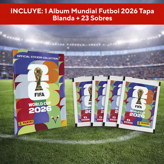 PREVENTA 1 Album Mundial Futbol 2026 Tapa Blanda + 23 Sobres