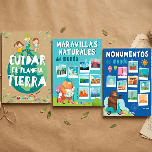Combo Libros Infantiles 1 Cuidar El Planeta, 1 Maravillas Naturales y 1 Monumentos Del Mundo