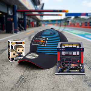 Combo Oracle Red Bull Racing 1 Funko Max Verstappen + 1 Auto Escala RB20 Pit Pass + 1 Jockey