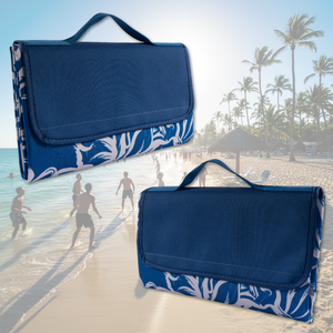 Combo 2 Mantas de Picnic y Playa Impermeable Azul Flores
