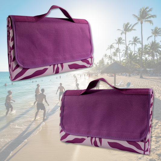 Combo 2 Mantas de Picnic y Playa Impermeable Malva Étnica