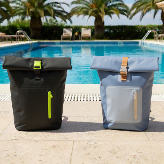 Combo 2 Mochilas Cooler Impermeable 15Lt Celeste y Gris