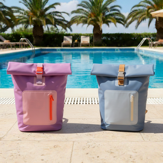 Combo 2 Mochilas Cooler Impermeable 15Lt Celeste y Malva