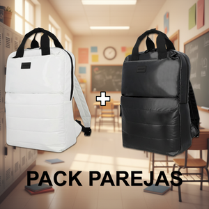 Combo 2 Mochilas Puffer Saxoline Camber 18 L Color Blanca y Negra