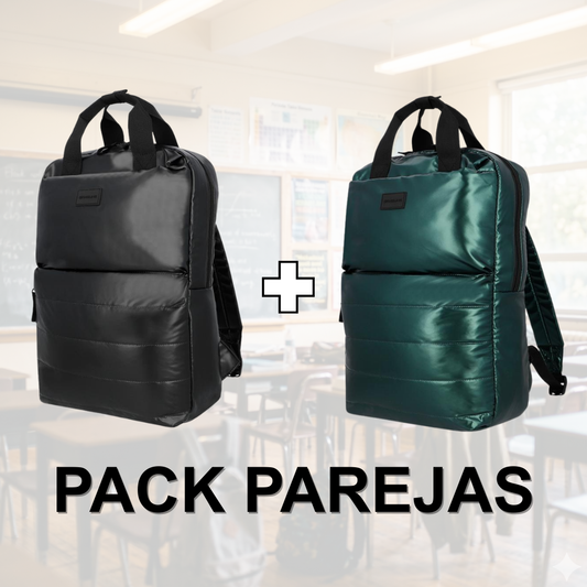 Combo 2 Mochilas Puffer Saxoline Camber 18 L Color Negra y Verde