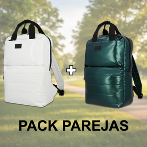 Combo 2 Mochilas Puffer Saxoline Camber  18 L Color Verde y Blanca