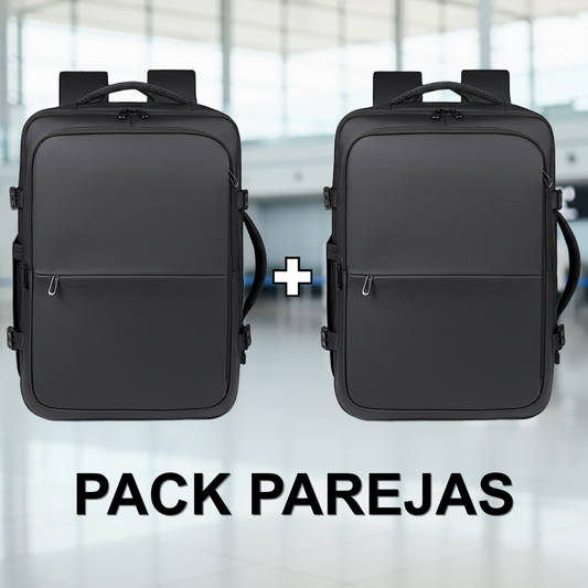 ✈️Combo 2 Mochilas Viaje Viral 38L. Expandibles, Resistentes al agua. Black Navigator
