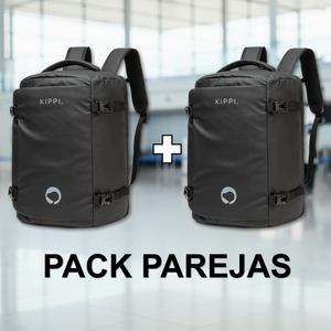 Combo 2 Mochilas de Viaje Cabina. Resistente al Agua. 45 L Kippi Negro