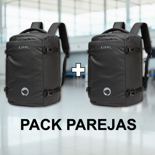 Combo 2 Mochilas de Viaje Cabina. Resistente al Agua. 45 L Kippi Negro