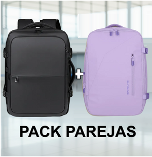 ✈️Combo 2 Mochilas de Viaje Viral: 1 Mochila Saxoline Lila y 1 Mochila Navigator Black 38L