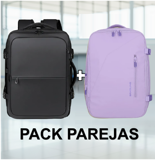 ✈️Combo 2 Mochilas de Viaje Viral: 1 Mochila Saxoline Lila y 1 Mochila Navigator Black 38L