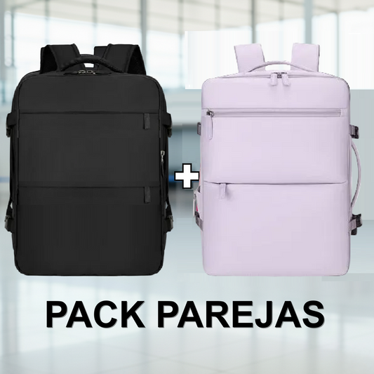 ✈️Combo 2 Mochilas de Viaje Viral XL 40L: 1 Black y 1 Lila