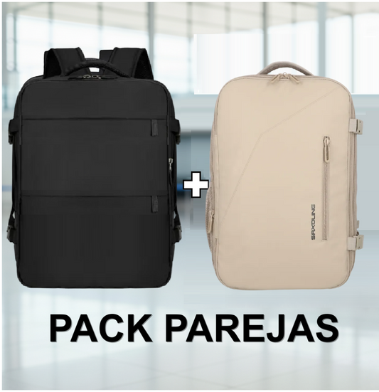 ✈️Combo 2 Mochilas de Viaje Viral: 1 Mochila Saxoline Beige y 1 Mochila Navigator Black 40L