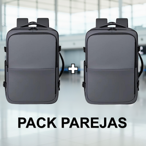 ✈️Combo 2 Mochilas de Viaje Viral 38L. Expandible, Resistente al agua. Space Grey Navigator