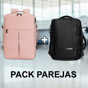 Combo 2 Mochilas de Viaje Viral. 1 Mochila Negra 30L y 1 Mochila 36L Ripstop Misty-Pink