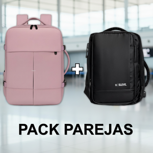 Combo 2 Mochilas de Viaje Viral. 1 Mochila Negra 30L y 1 Mochila 36L Ripstop Lila
