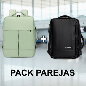 Combo 2 Mochilas de Viaje Viral. 1 Mochila Negra 30L y 1 Mochila 36L Ripstop Matcha-Green