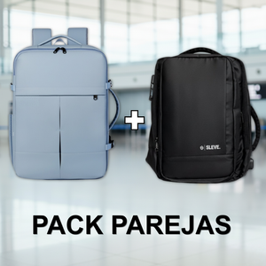 Combo 2 Mochilas de Viaje Viral. 1 Mochila Negra 30L y 1 Mochila 36L Ripstop Light Blue