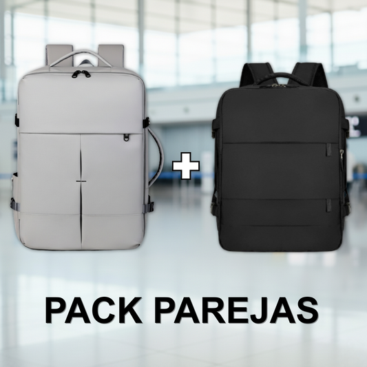 Combo 2 Mochilas de Viaje Viral Cabina. 1 Mochila 40L Black y 1 Mochila Impermeable Expandible 36 Litros. Navigator Ripstop Grey