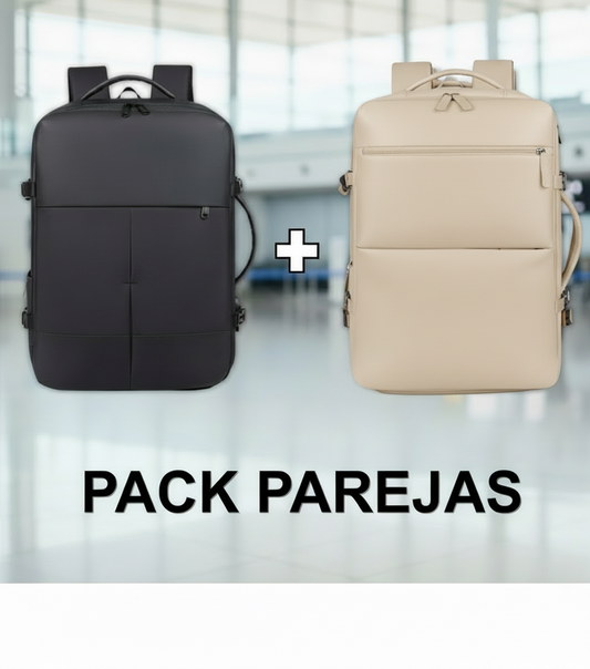 ✈️Combo 2 Mochilas de Viaje Viral: 1 Mochila Beige 40L y 1 Mochila Negra 36L.