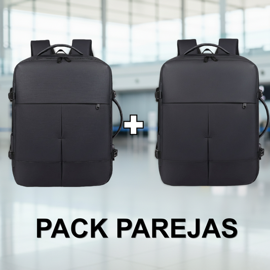 ✈️Combo 2 Mochilas de Viaje Viral Cabina 36L Black. Antirrobo