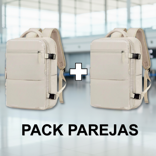 Combo 2 Mochilas de Viaje Viral Beige. 31L. Resistente al agua